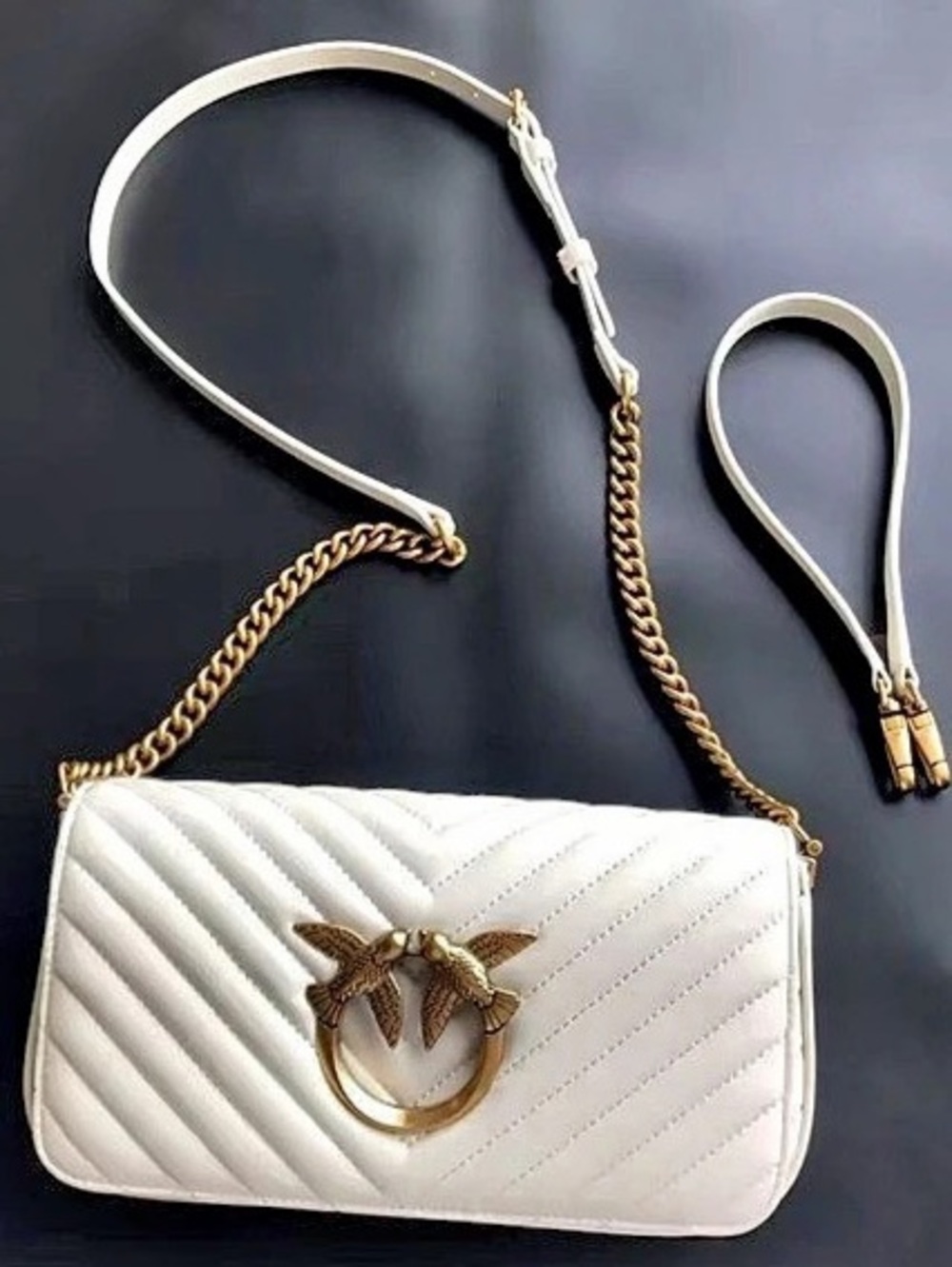 New designer inspired Quilted Crossbody Bag in White